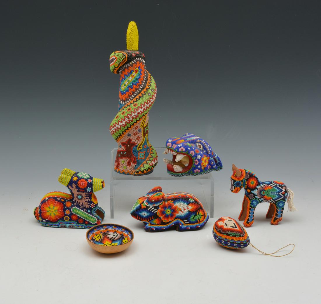 7 pieces of Huichol beadwork (1 of 2)