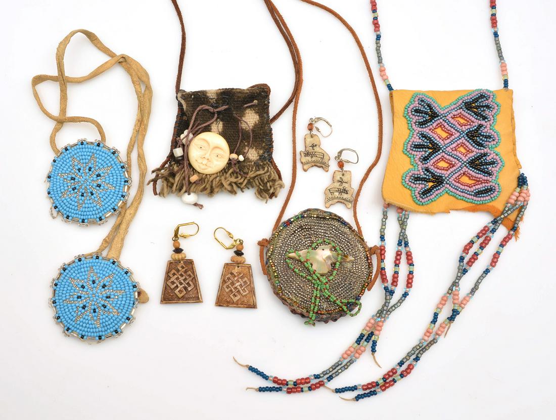 Native American Beadwork & 2 pr. Tlingit earrings (1 of 2)