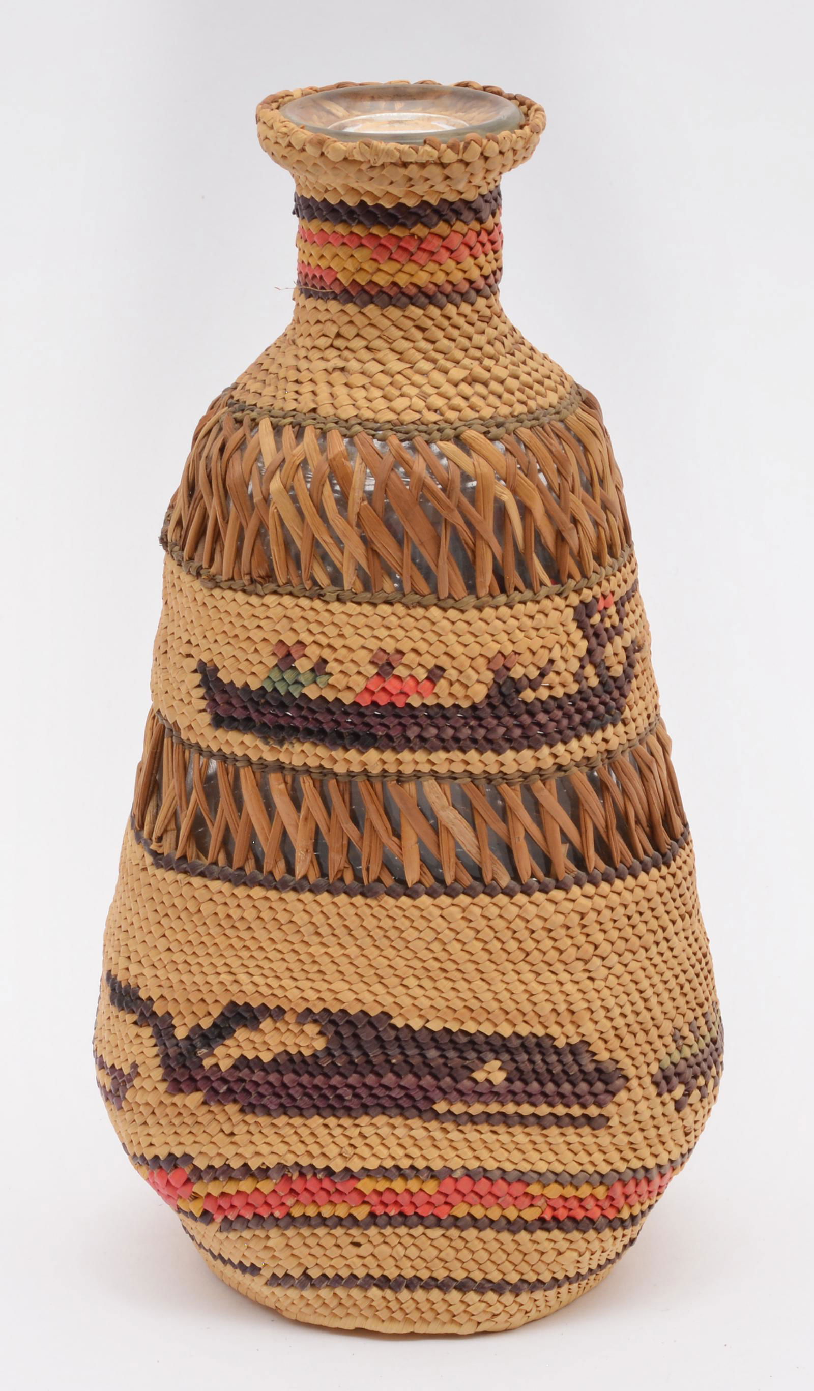Nootka or Makah Native American basketry bottle (1 of 5)