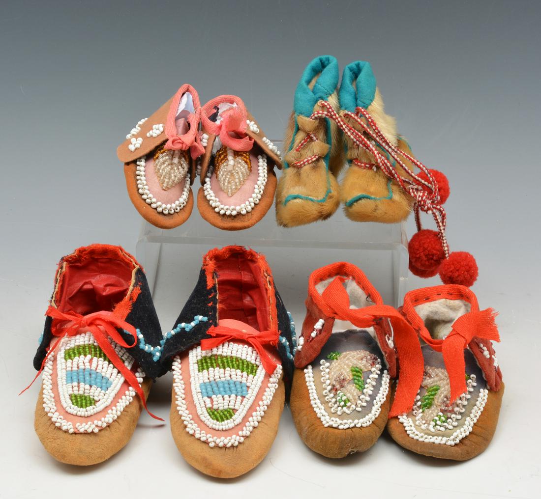 4 pair of Native American child moccasins (1 of 1)