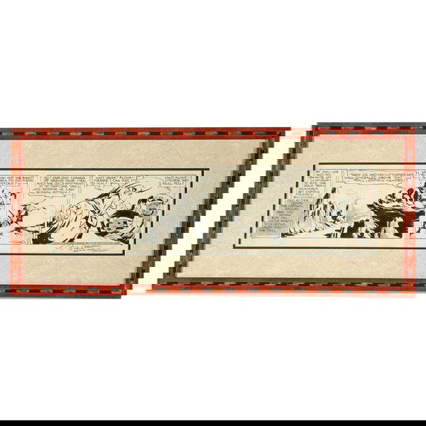 Fred Harman Original Red Ryder Comic Strip 1939: COMIC STRIP. Fred Harman (American, 1902 - 1982) original Red Ryder daily comic strip, dated 9/4/1939, with personal ink inscription lower right: 'To Peter Oppenheim / Regards Fred Harman', pen and in