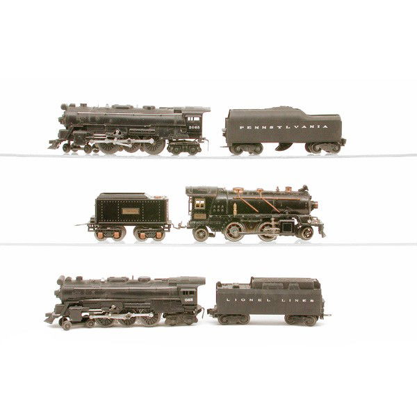 Lionel No. 262, 665, 2065: TRAIN. Lionel train set including: Ste+T (Restored) 262, Ste+T 665, Ste+T (Dent In Cab Roof) 2065.