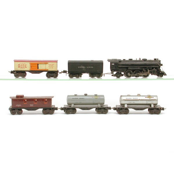 Lionel No. 1666, 1682, 1679, 2680(2): TRAIN. Lionel train set including: Ste&T 1666, Caboose 2682, Box Car 2679, two tanks 2680.