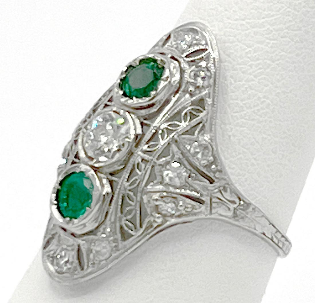 Platinum, Emerald & Diamond Ring (1 of 5)