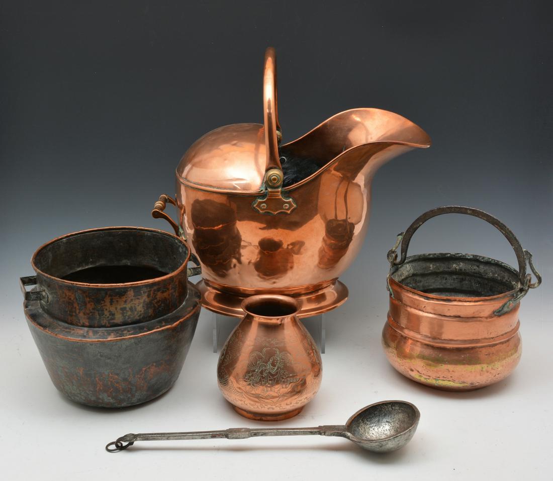 Grouping of 19th c English polished copper (1 of 2)