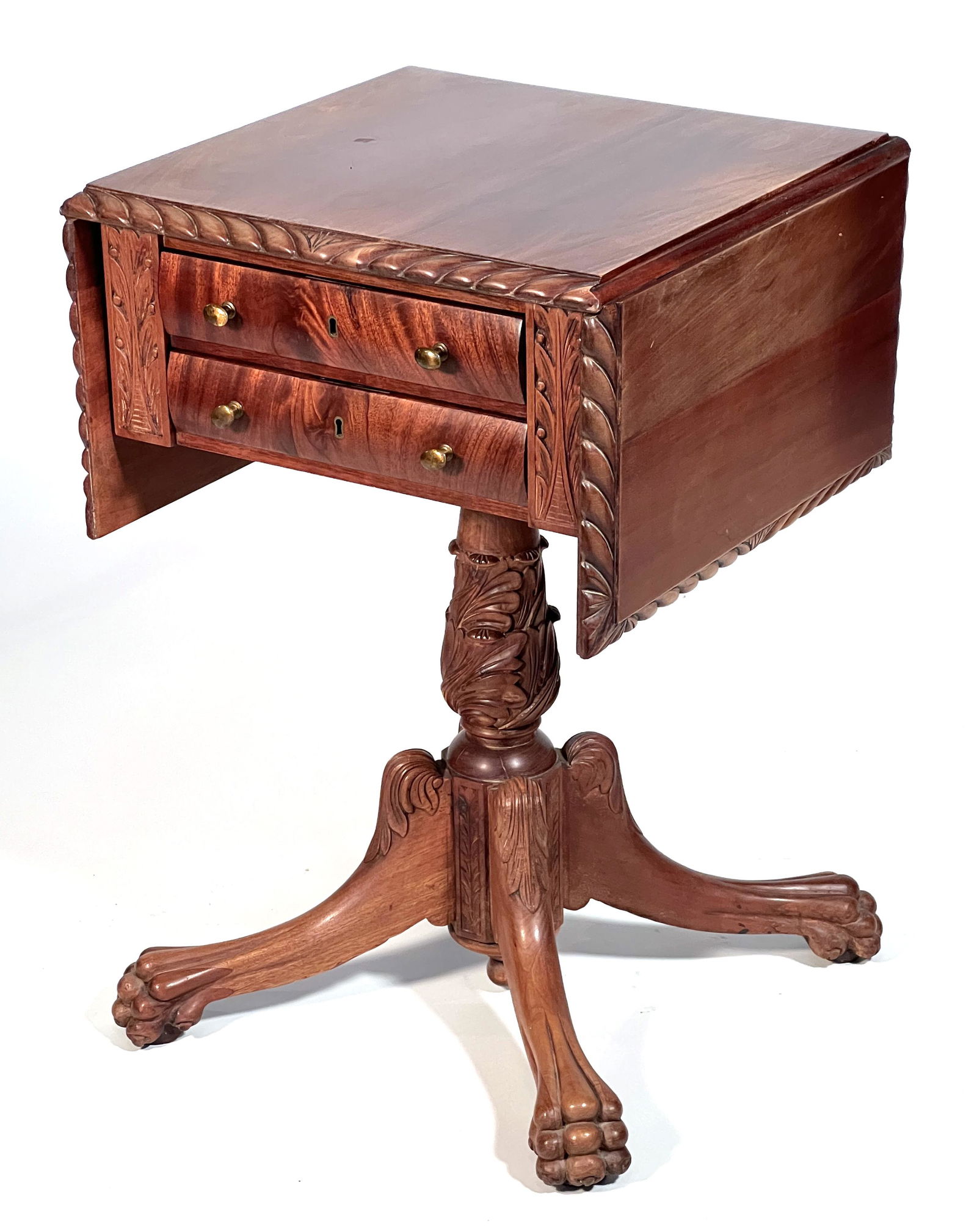 American mahogany work table, 19th c (1 of 3)