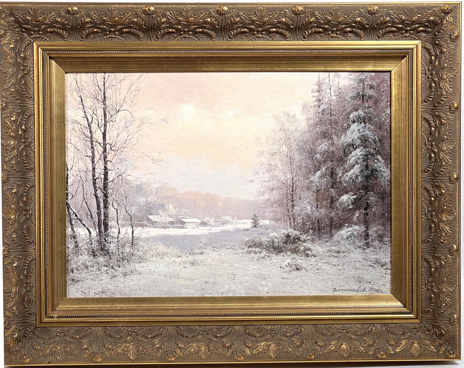 Russian School, Winter Lake Landscape, oil/canvas (1 of 4)