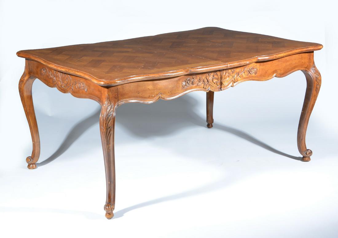 French Provencal Style Parquet Top Dining Room Table, (1 of 4)