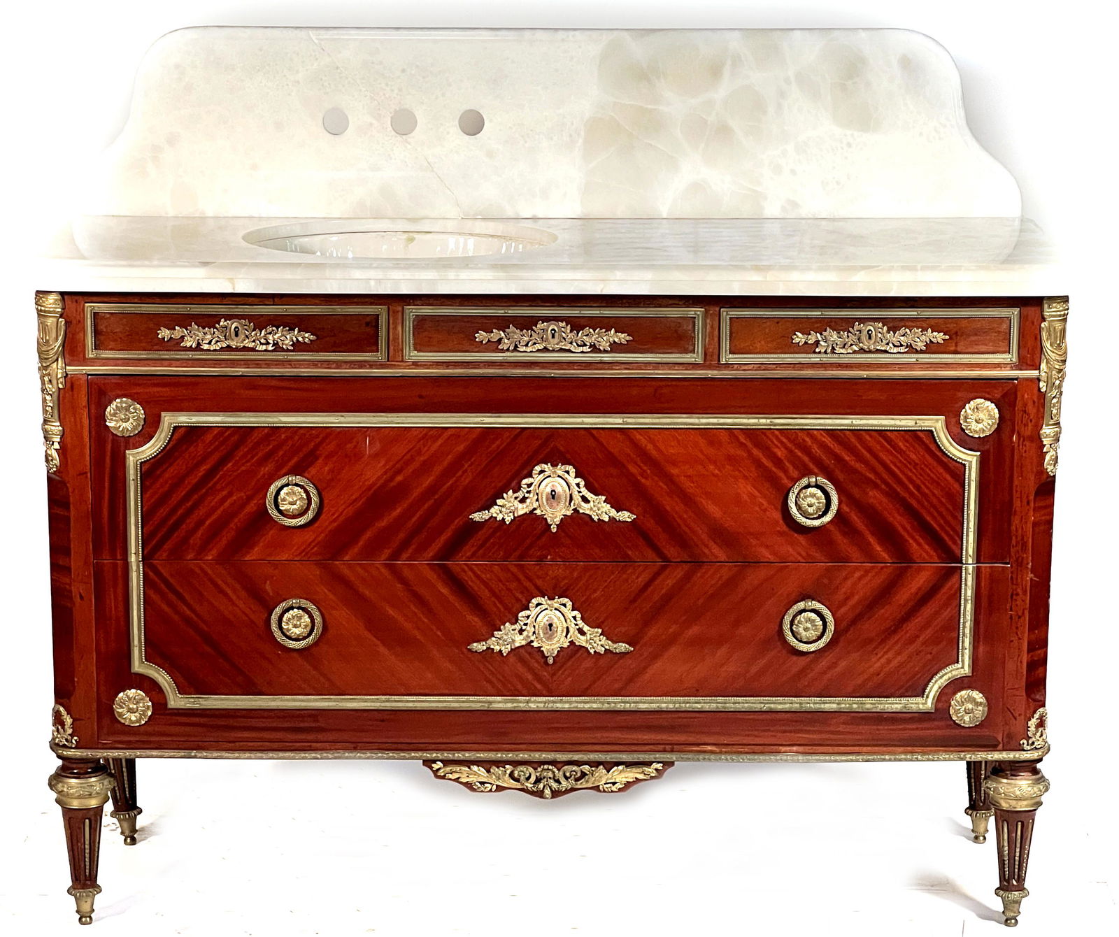 French 19th c Chest converted to a vanity (1 of 5)