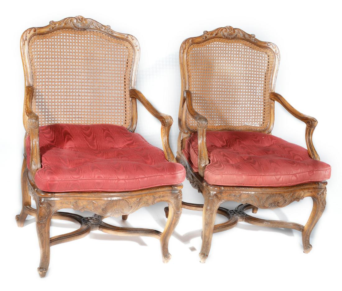 Pair of early 19th century French open arm chairs (1 of 5)