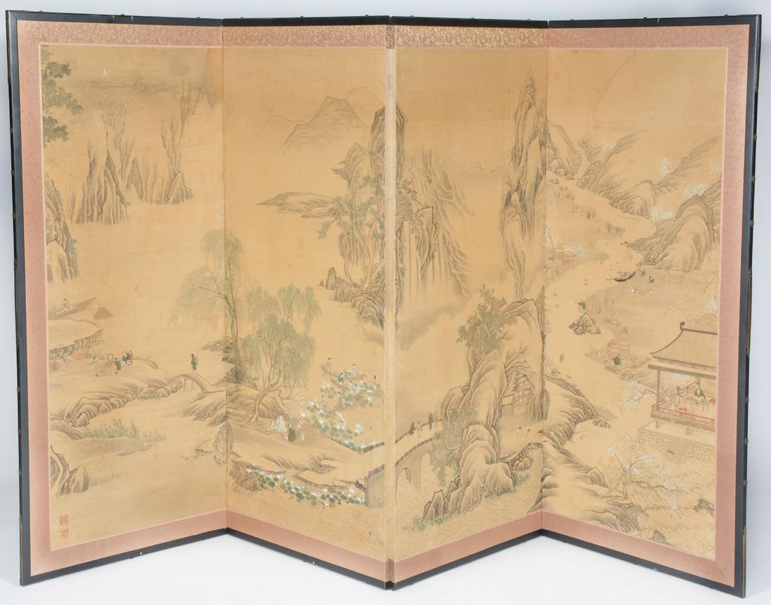 4 panel Chinese late Qing dynasty hand painted screen (1 of 4)