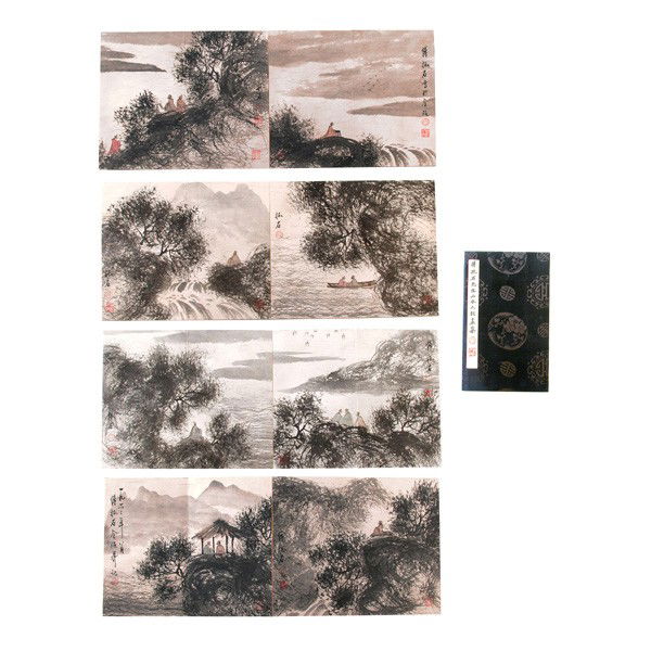 Fu Baoshi Painting Album: ALBUM. Fu Baoshi Painting Album, consists of 8 double-page paintings, each signed and with seals of the artist, size 12 1/3" x 7 1/2".