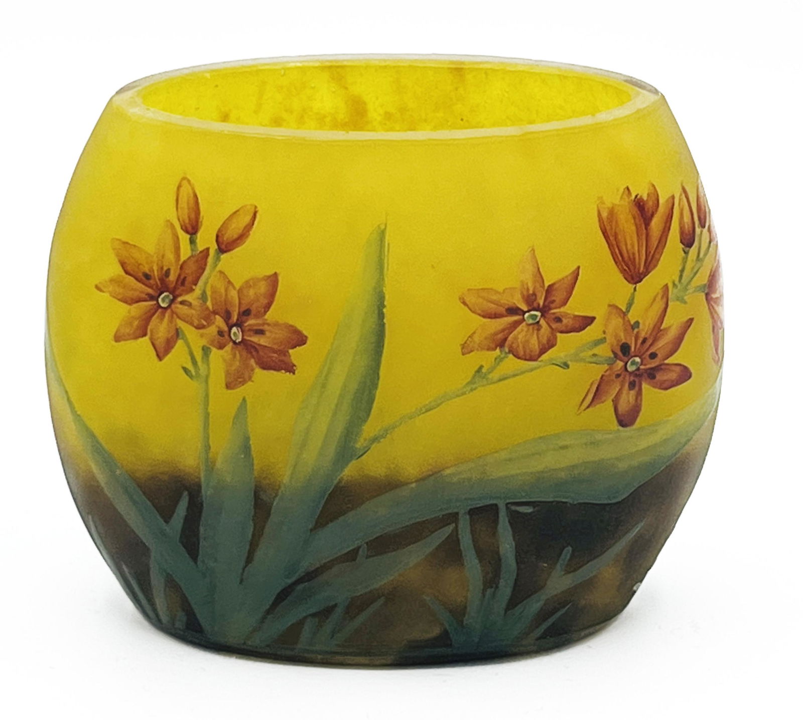 Daum Nancy Floral Art Glass Pillow Vase (1 of 5)