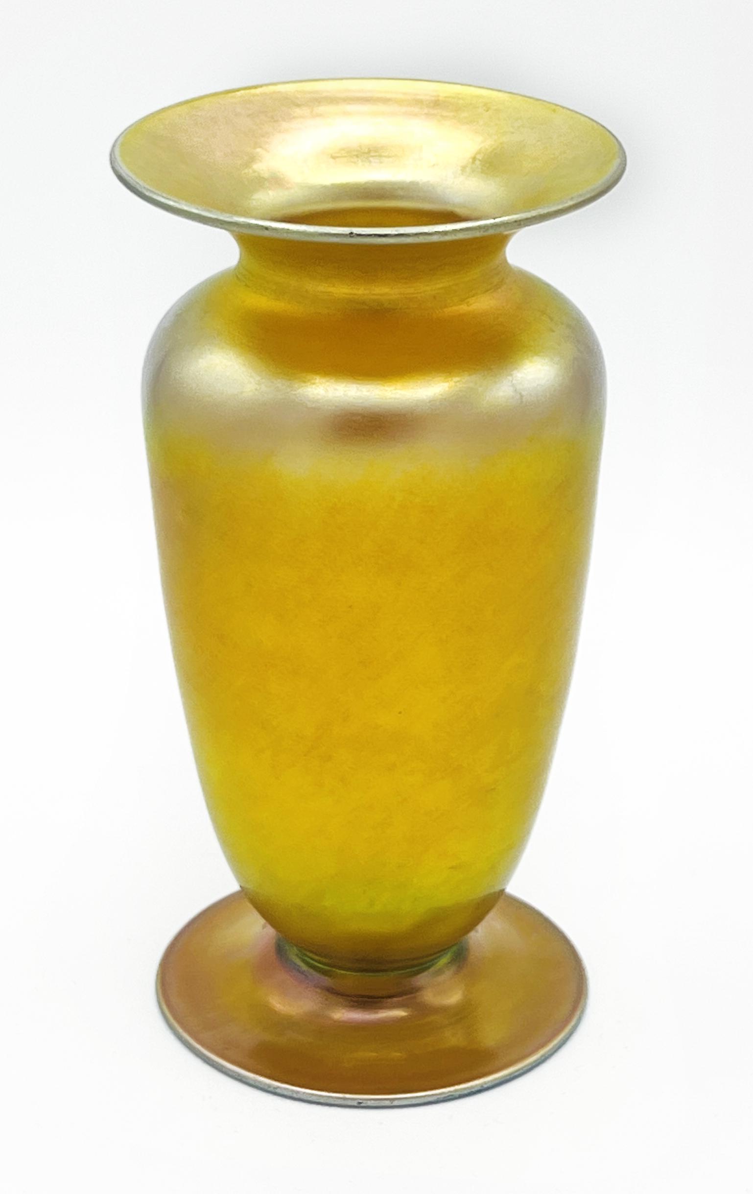 Steuben Gold Aurene Baluster Vase, 6"t.: Steuben Gold Aurene Baluster Vase, # 2908 and "Aurene" on bottom. 6"t. No apparent damage or restoration.