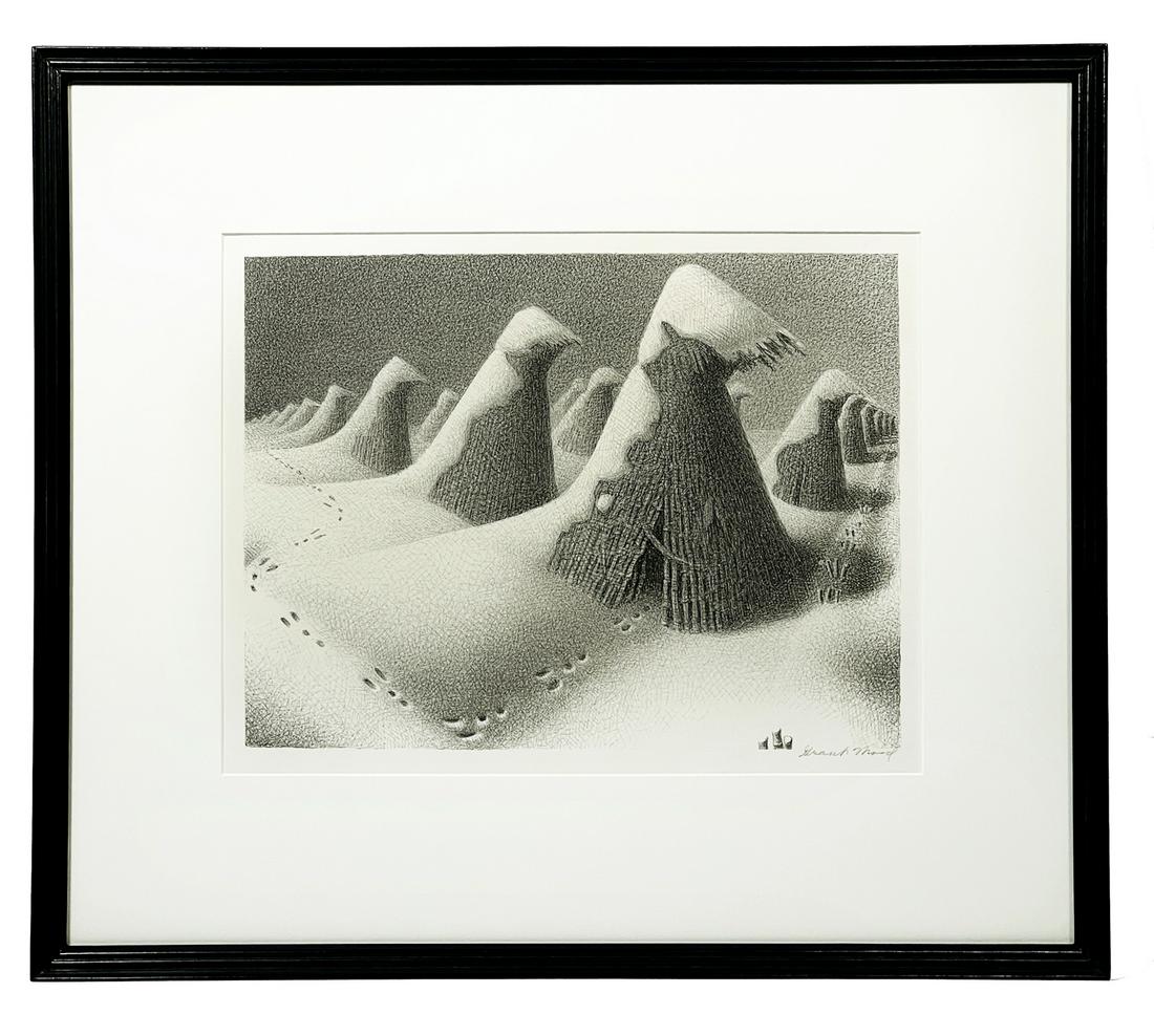 Grant Wood, January, Signed Lithograph on Paper (1 of 5)