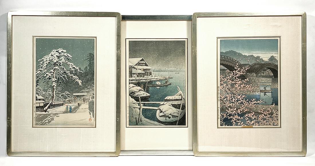 Kawase Hasui (1883-1957), 3 Japanese Woodblocks Prints (1 of 11)