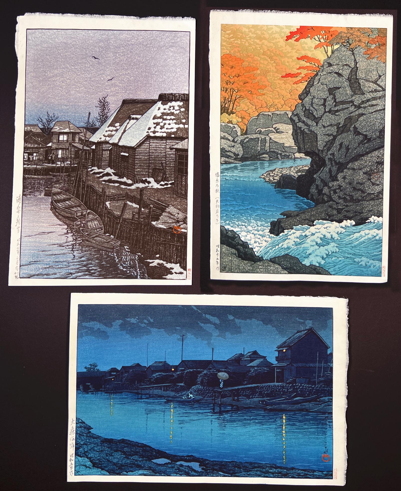 Kawase Hasui (1883-1957), 3 Japanese Woodblock Prints (1 of 5)