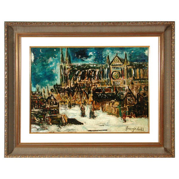 George Luks, Manhattan Church: PAINTING. George Luks, Manhattan church, oil on canvas, 22" x 30", signed lower right, in very good condition.