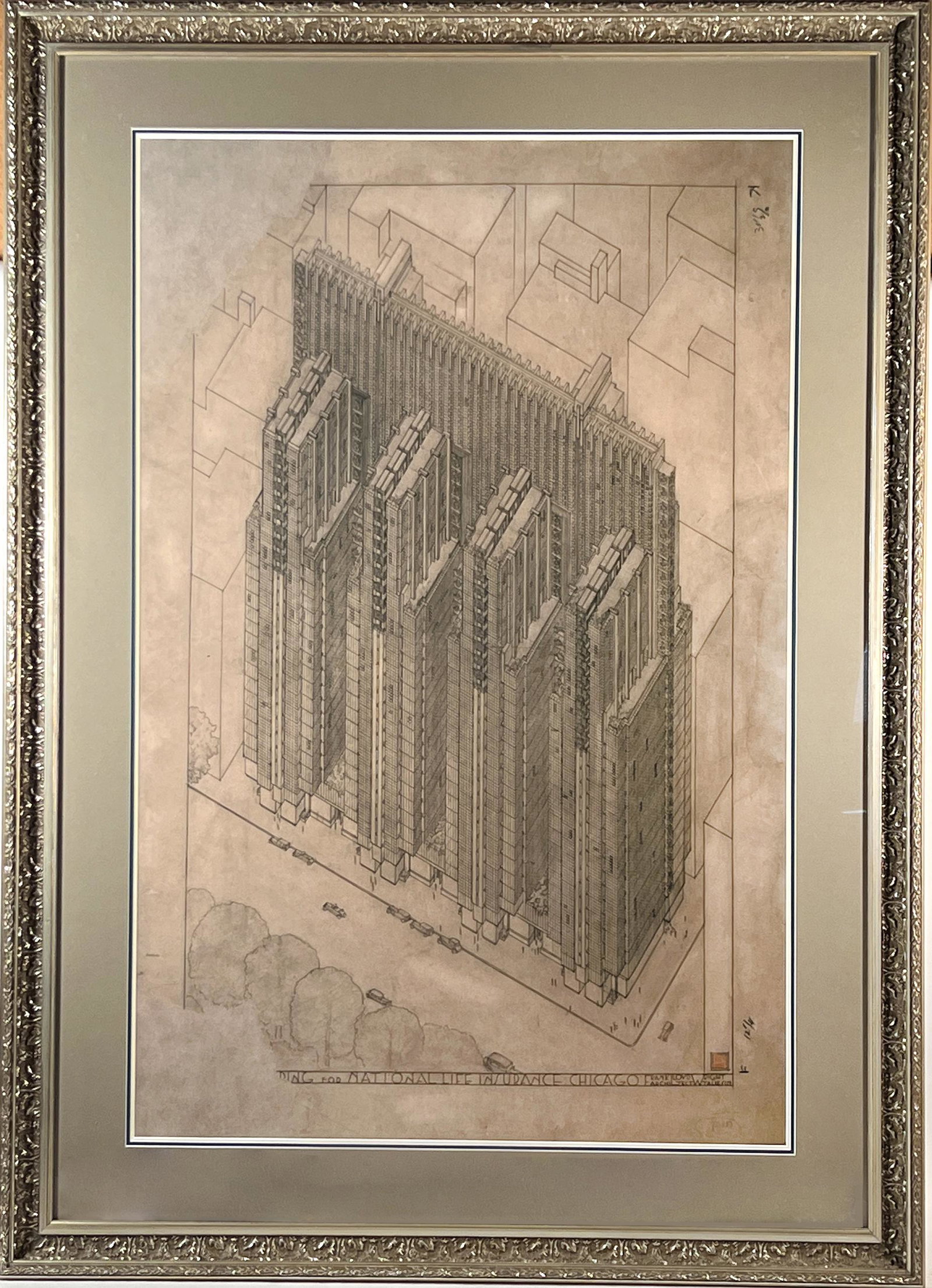 Frank Lloyd Wright Rendering of National Life Insurance (Building) (1 of 7)