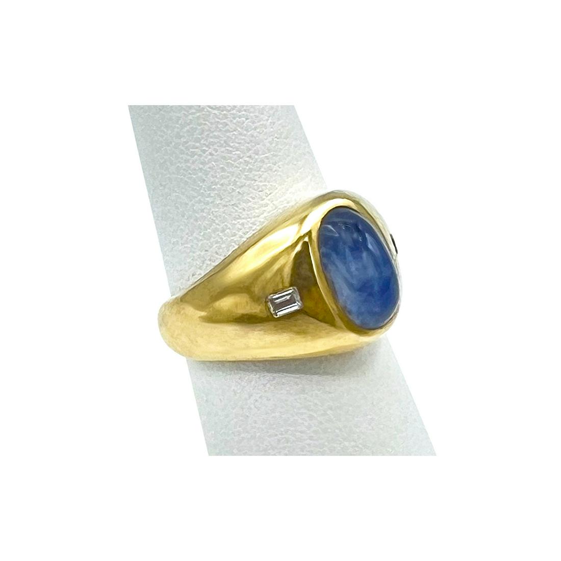 14k Yellow gold blue cabochon sapphire ring (1 of 4)