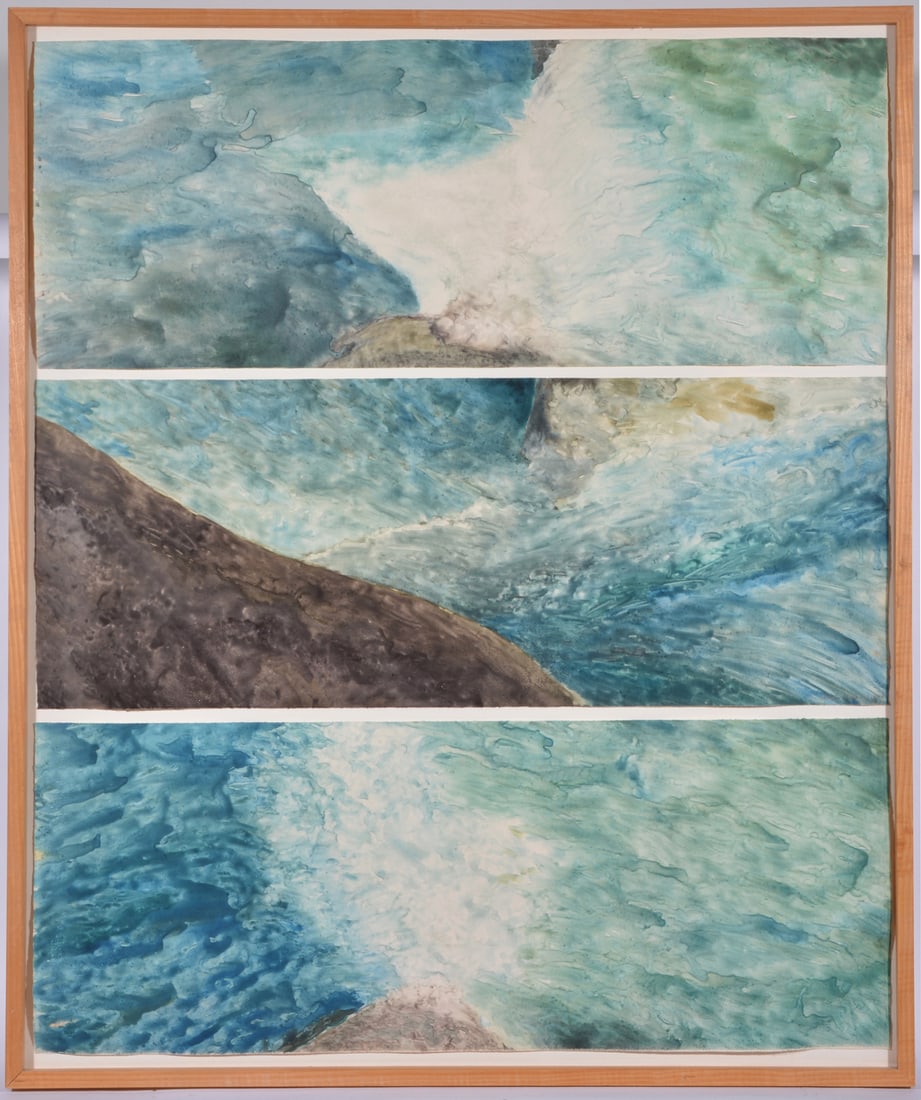 Christy Wydoff, Ocean & Rocks Triptych, W/C, 3 panels (1 of 3)