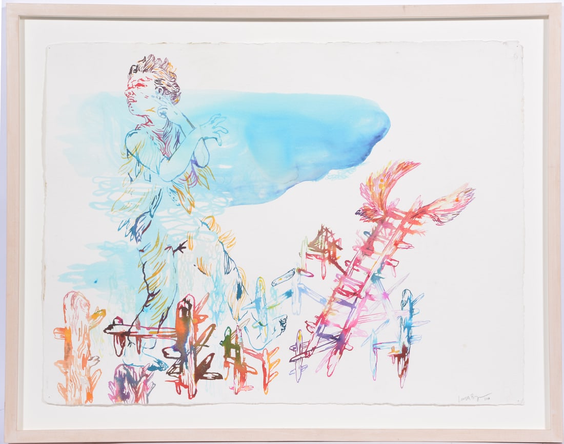 Lowell Boyers, Untitled, 2010, Watercolor on paper: Lowell Boyers, 2010, Untitled, Watercolor on Arches paper, signed lower right, 22" H x 30" W; Frame: 27" x 34 1/2". Very good condition. Shown with this lot is an image of its original receipt (physic