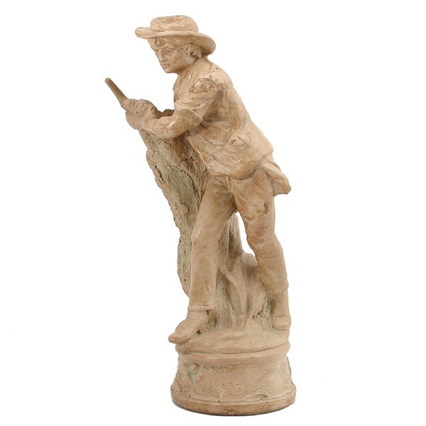 American Ceramic Figure of a Man Haying: STATUE. American ceramic figure of a man haying. 23.5" h, in good condition.