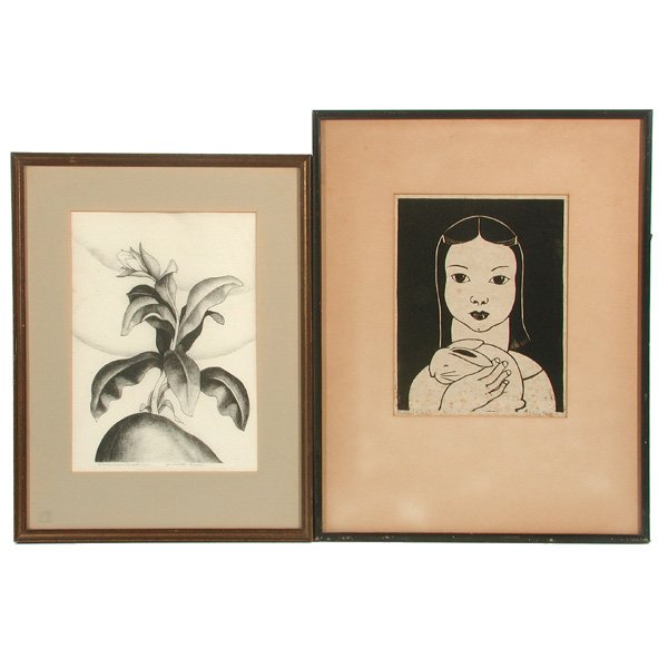 Elsie Jensen Das and Henrietta Shore Prints (2): PRINTS. Lot of 2 framed prints, the first by Henrietta Shore (Canadian, 1880-1963), "Canadian Wood", 1925, lithograph, signed "Henrietta Shore" lower right, titled and dated lower left, 11.375" x 8.37