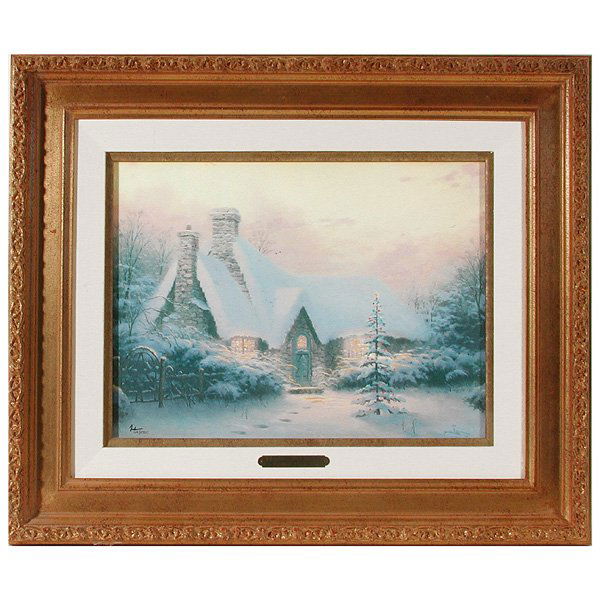 Thomas Kinkade S/N, "Christmas Tree Cottage": OFFSET LITHOGRAPH. Thomas Kinkade, "Christmas Tree Cottage, Christmas Cottage V", 1994, framed limited edition offset lithograph S/N, signed lower right, numbered "164/3950" lower left, 12" x 16", in