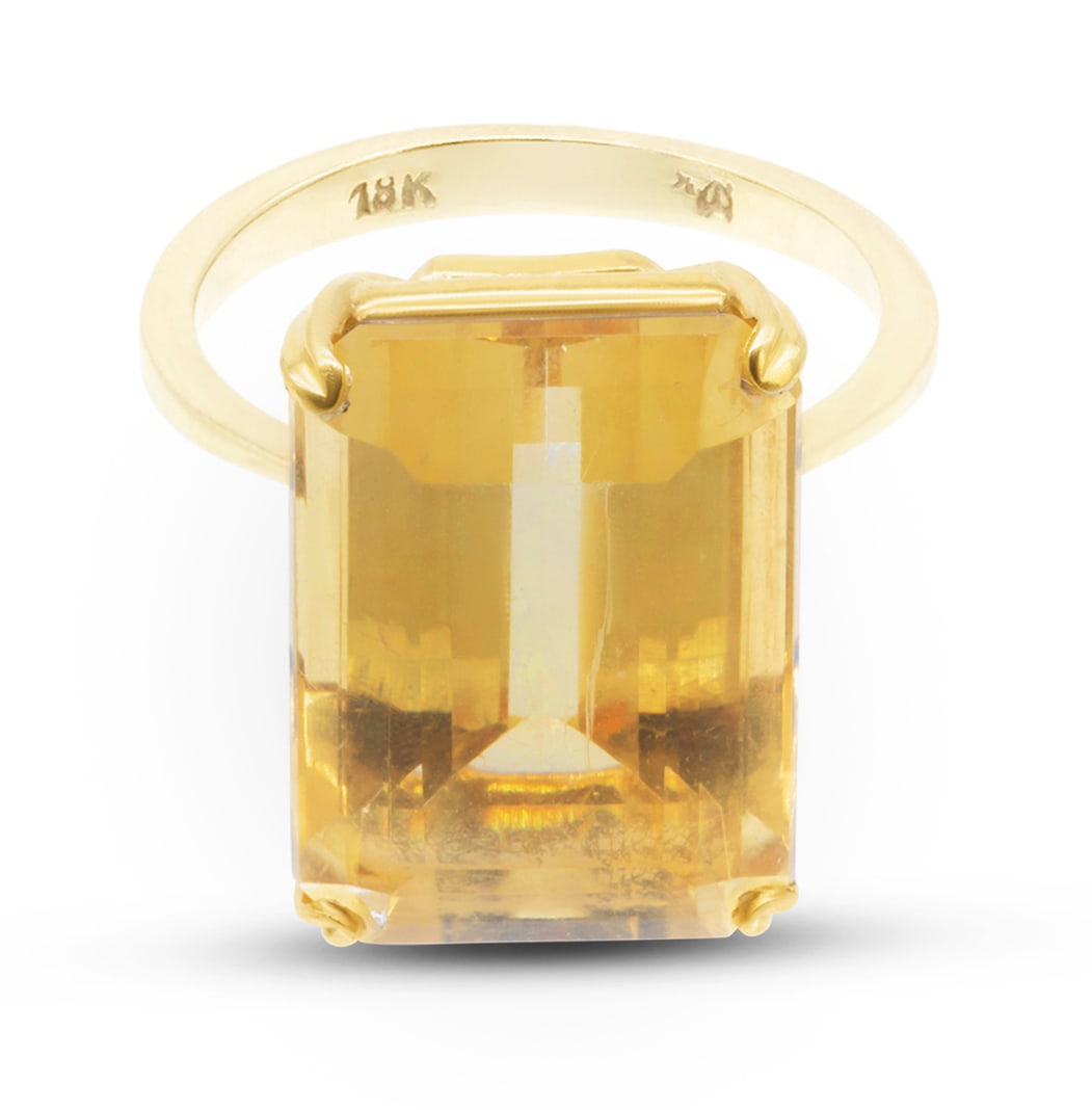 18k Yellow Gold Emerald Cut Citrine Ring (1 of 3)