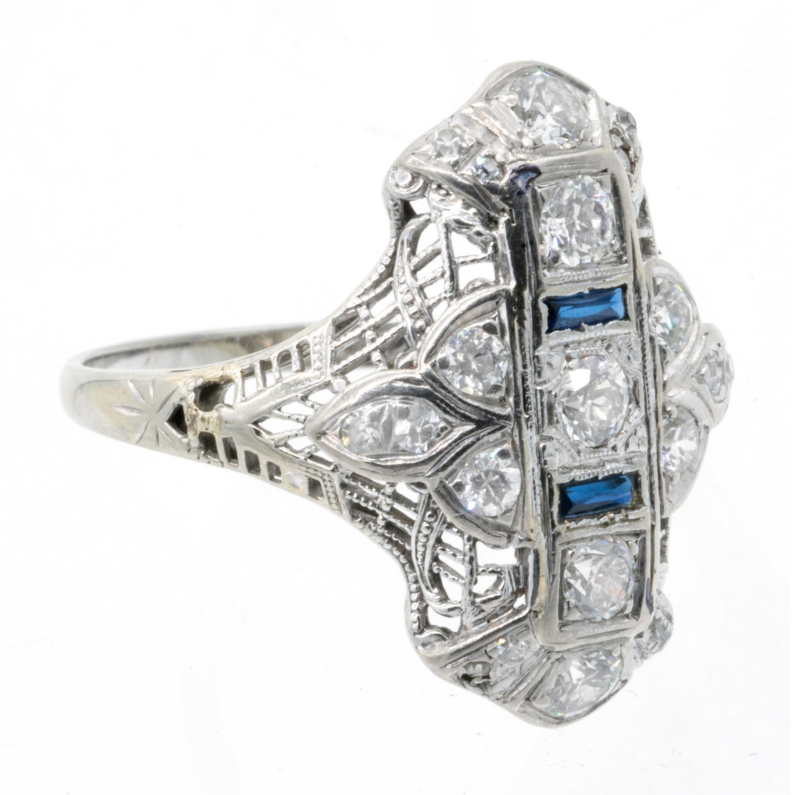 18k White Gold Filigree Diamond Ring (1 of 3)