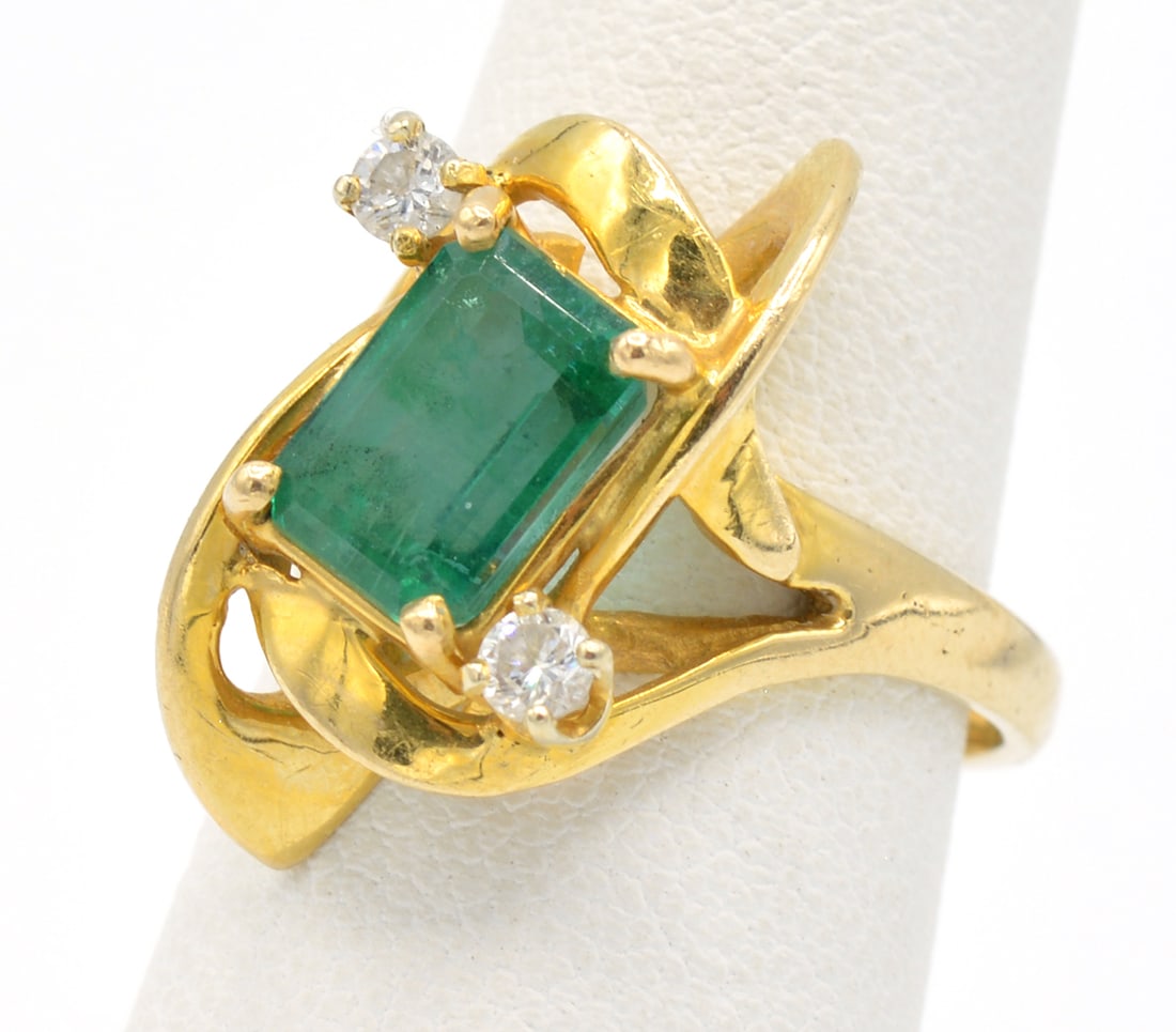 14k Yellow Gold Emerald and Diamond Ring (1 of 4)