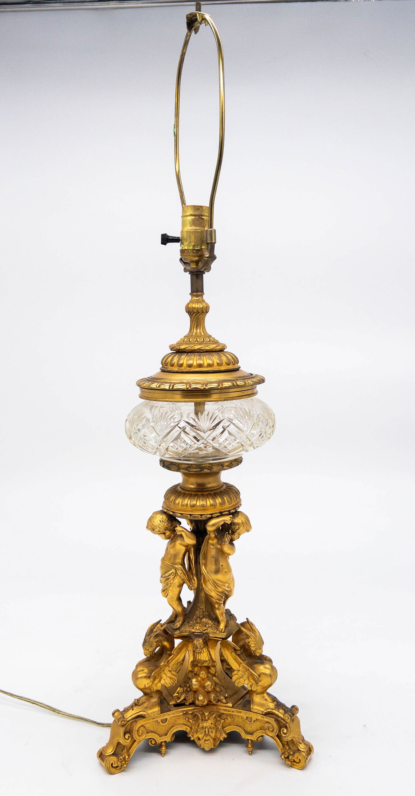 French Gilt Metal Lamp with Cut Glass Cistern (1 of 10)