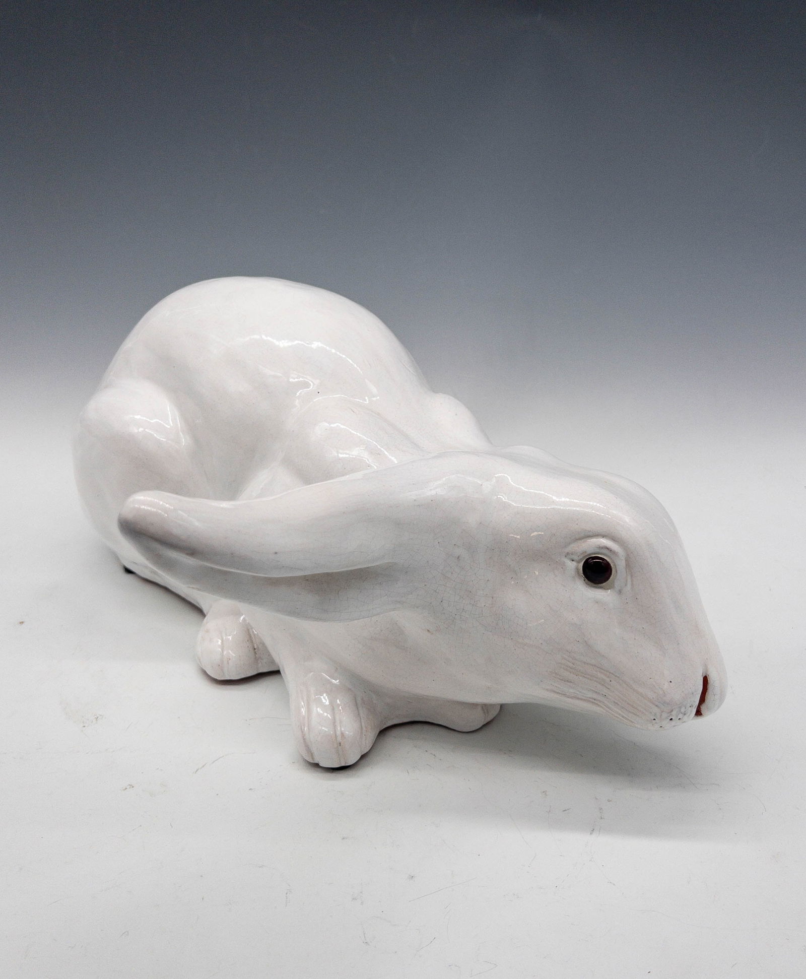 French Bavent Normandy Glazed Terracotta Prone Garden Bunny Rabbit (1 of 4)
