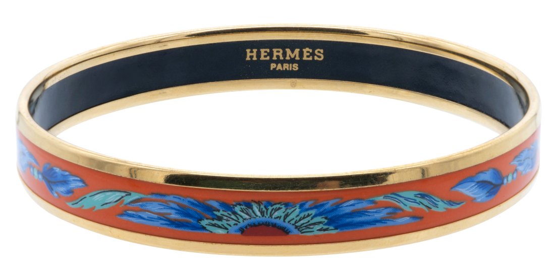 Hermes Enamel Bangle Bracelet, Orange "Brazil," 65 (1 of 6)