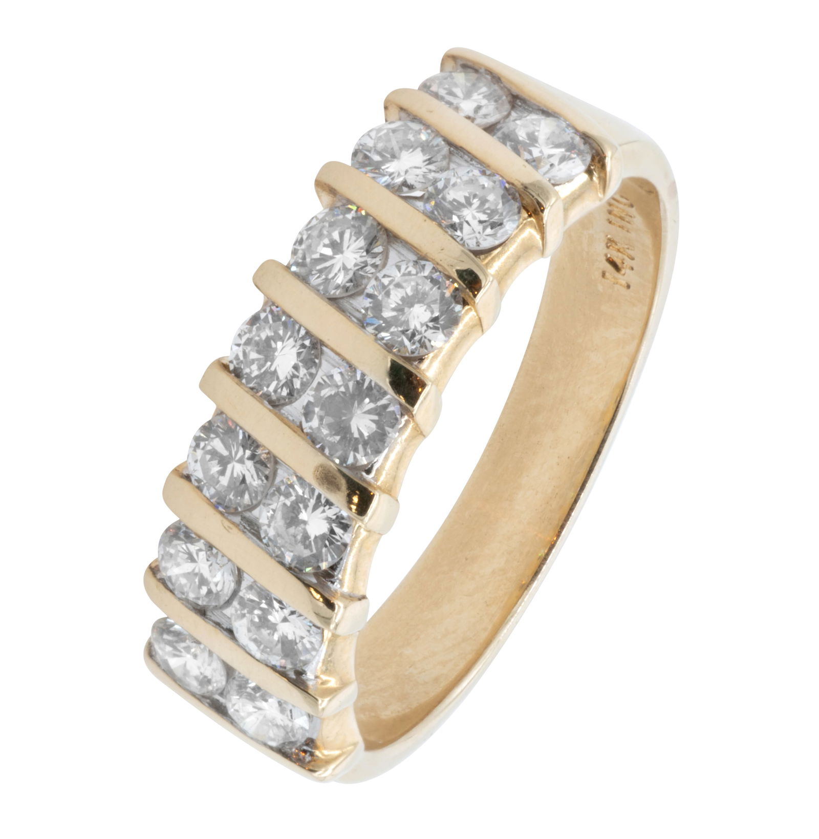 14k Gold & Diamond Offset Double Row Half Eternity Ring (1 of 4)