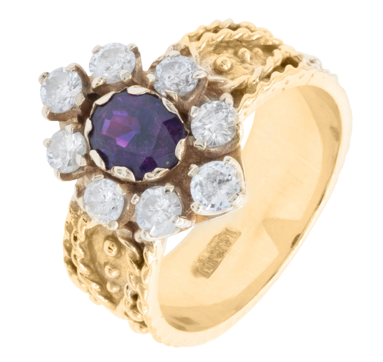 14k Gold, Diamond & Spinel Etruscan Ring (1 of 5)