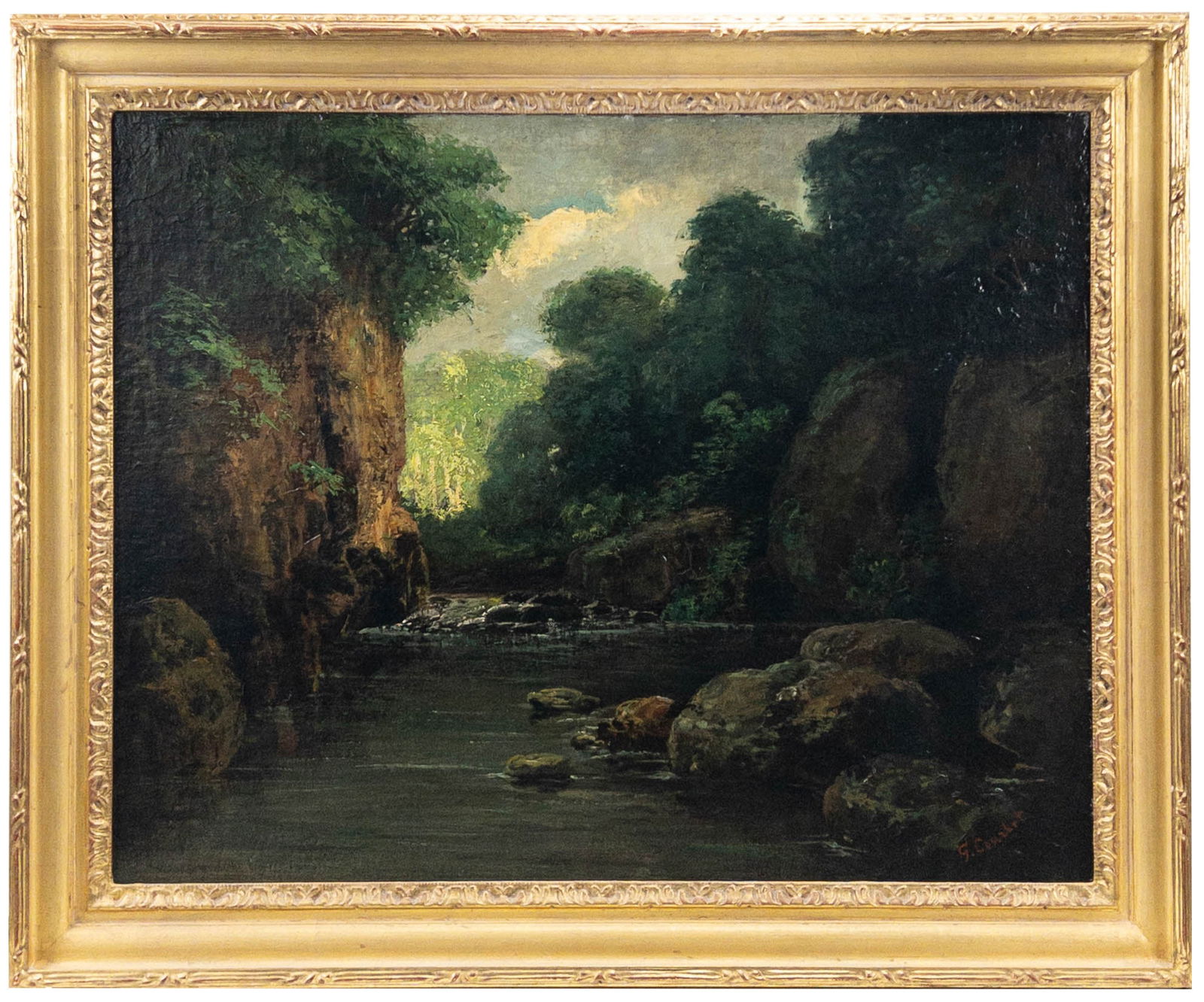Manner of Gustave Courbet, Stream, oil on canvas (1 of 9)