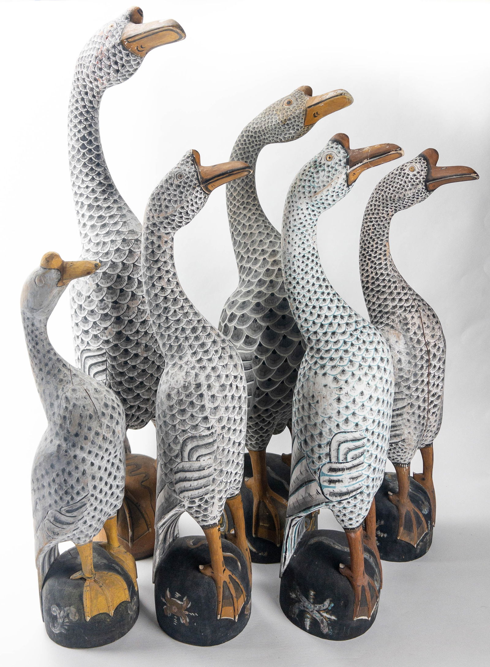 Six Chinese Painted Wood Geese (1 of 10)