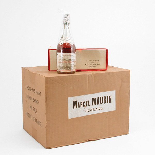 Marcel Maurin Cognac, 1 Case, Unopened: COGNAC. 1 case of Marcel Maurin Grande Fine Champagne Cognac, numbered, unopened, 12 bottles/case. Label reads: "This distinguished/Grande Fine Champagne/ Cognac/Was produced and bottled by/Cognac Mar