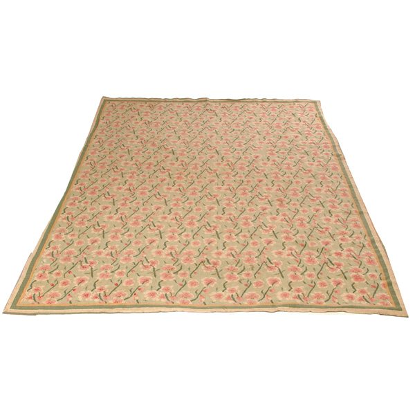 Needlepoint Carpet with Floral Field: CARPET. Needlepoint carpet with floral field. 9'7" x 6'6", in good condition.