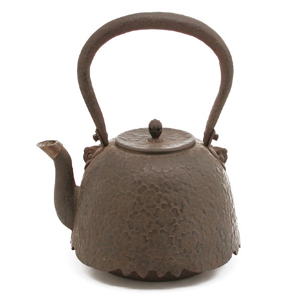 Japanese Bronze Teapot, Floral Motif: TEAPOT. Japanese bronze teapot with embossed floral motif. 11.5" h with handle, in very good condition.