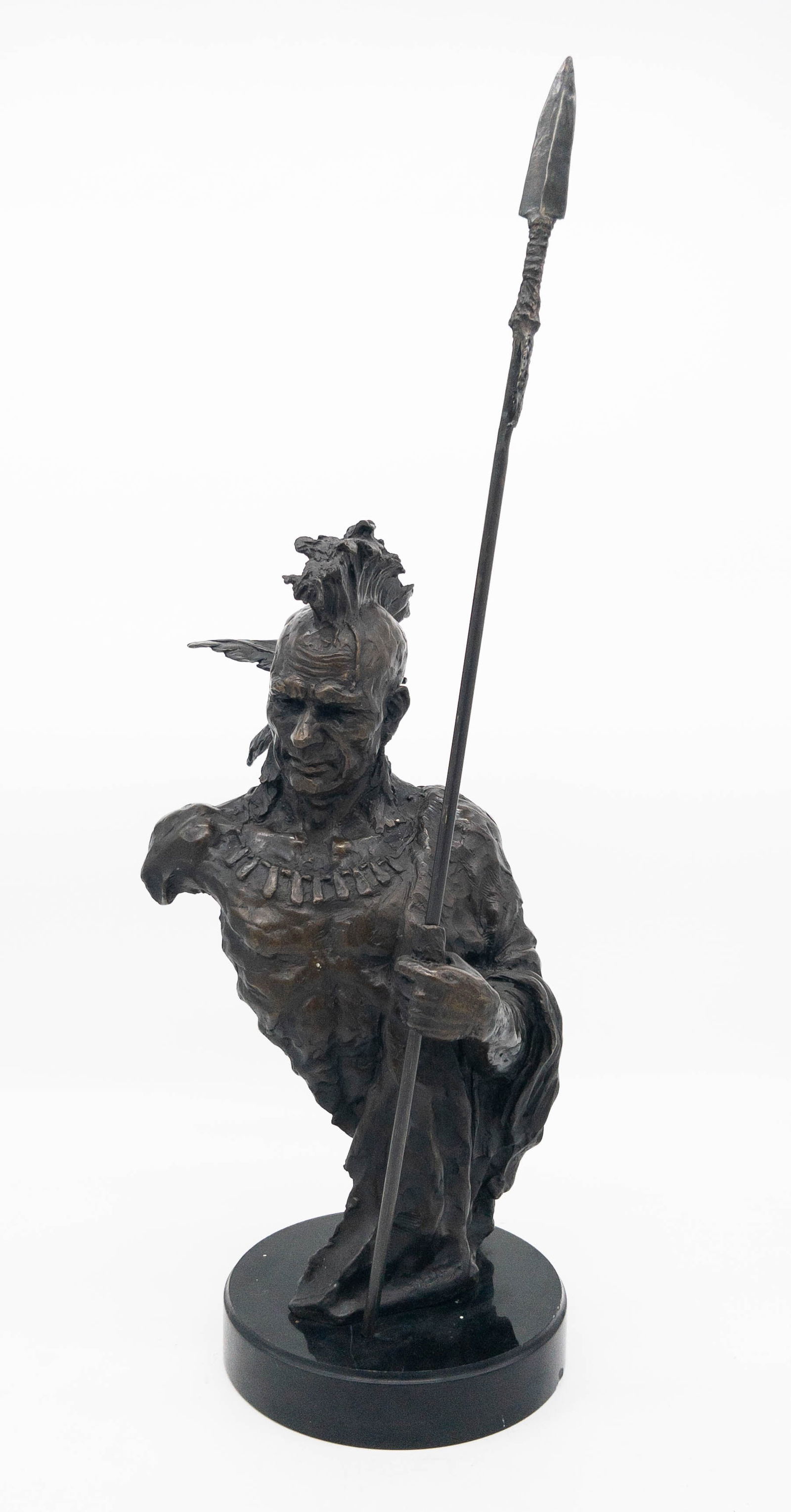 Bronze Sculpture of Indian Chief with Spear (1 of 5)