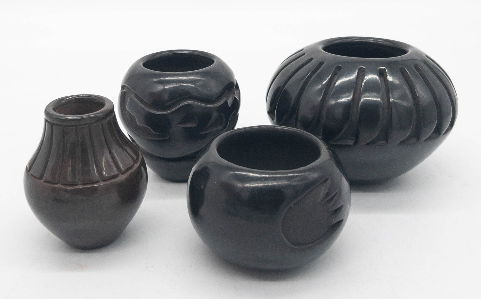 Four (4) Santa Clara Blackware Pottery Bowls (1 of 12)