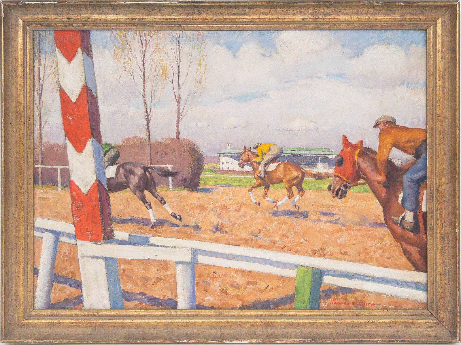 Howard Everett Smith Horse Race Oil On Canvas Painting (1 of 6)