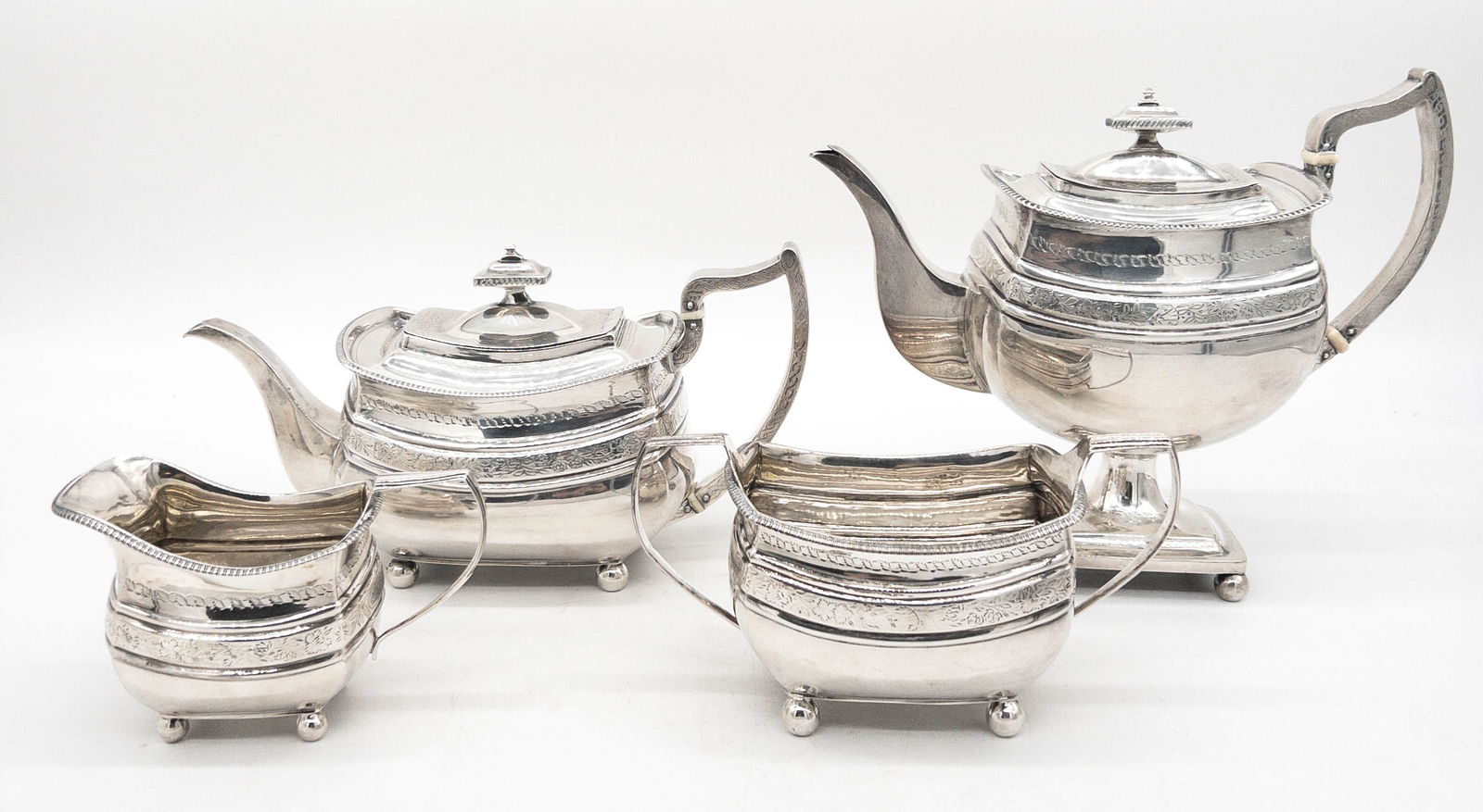 19th C. English London Sterling Silver Tea & Coffee Set (1 of 8)