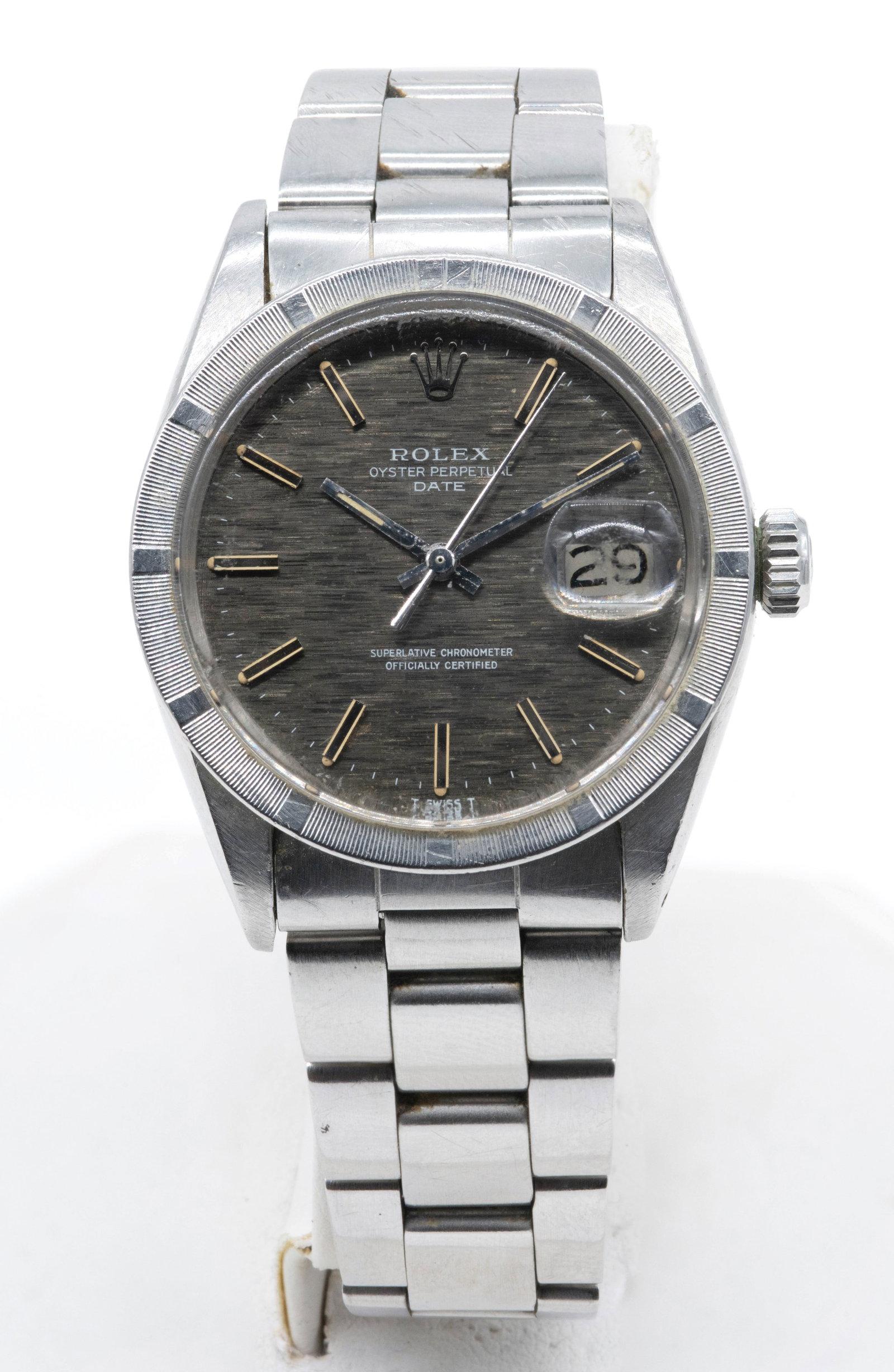 Rolex 34mm Stainless Steel Oyster Perpetual Datejust: Rolex 34mm Stainless Steel Oyster Perpetual Datejust. Stainless steel oyster band. Minor wear to band. Running. Does not retain papers or box.