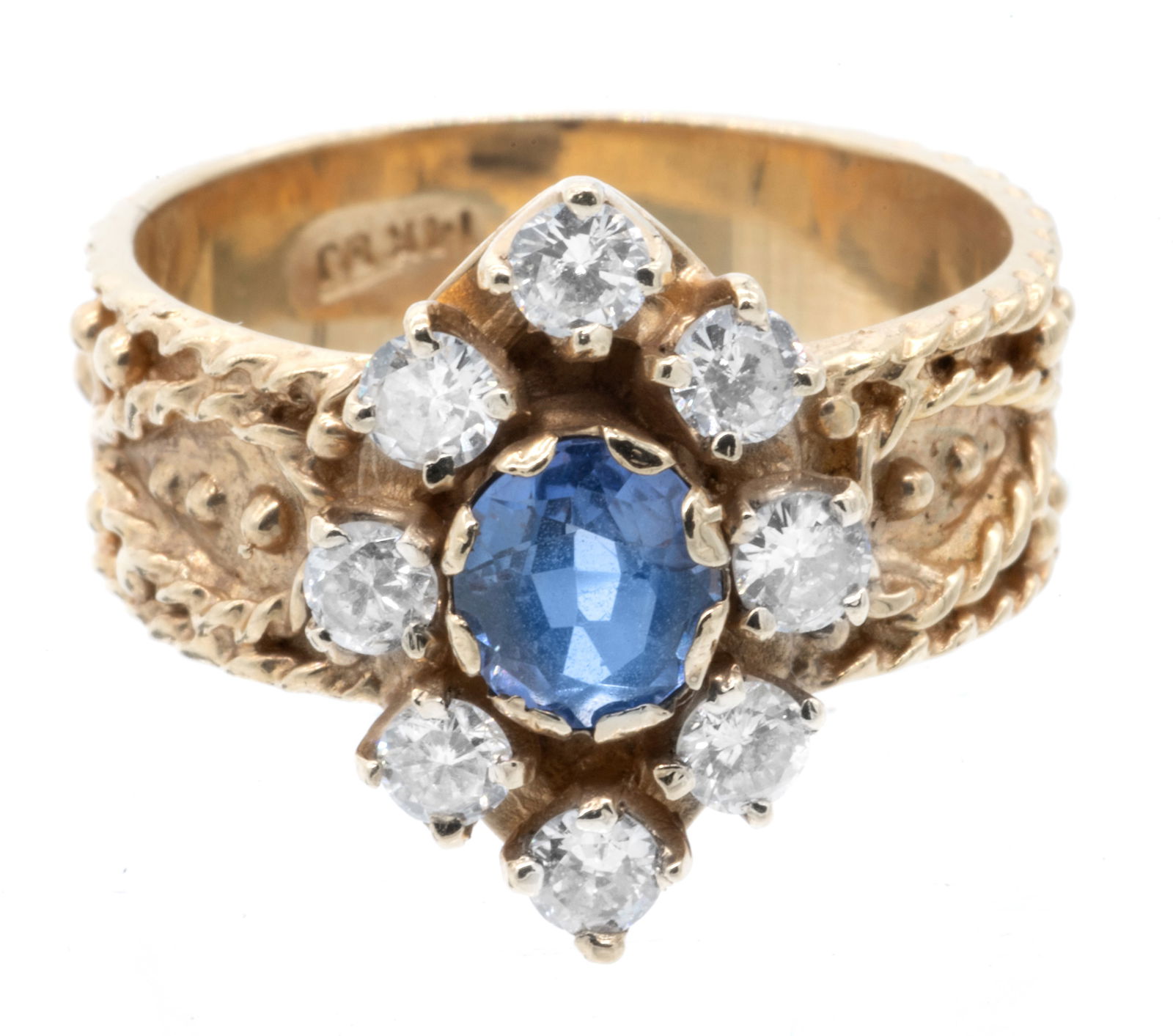 14k Yellow Gold Sapphire & Diamond  Ring (1 of 3)