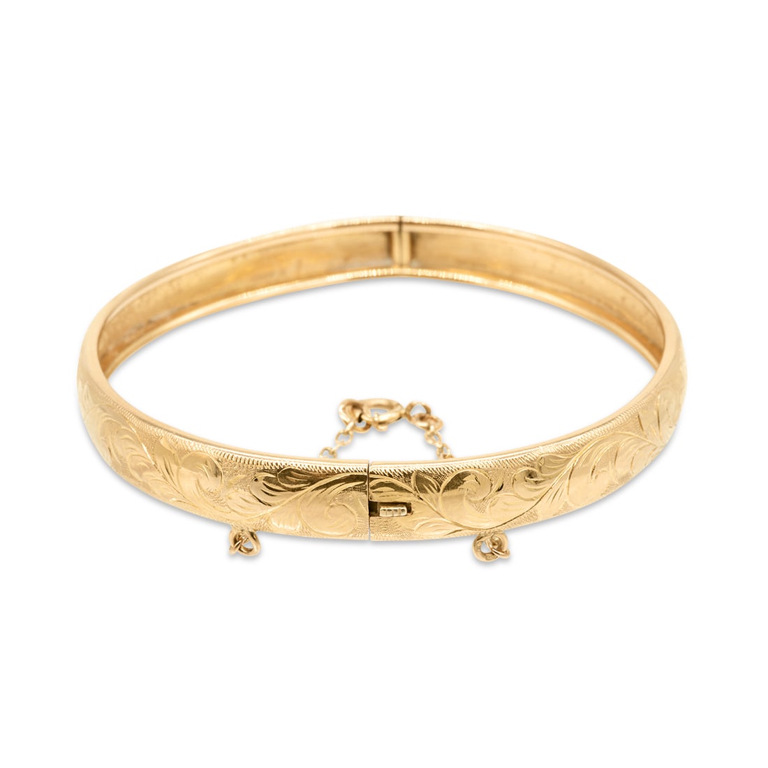 18k Yellow Gold Bangle Bracelet with Scroll Engraving. (1 of 3)
