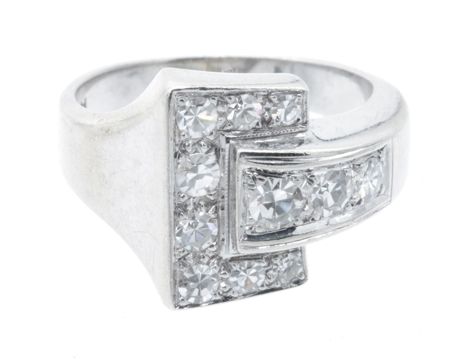14k White Gold Diamond Buckle Ring (1 of 4)